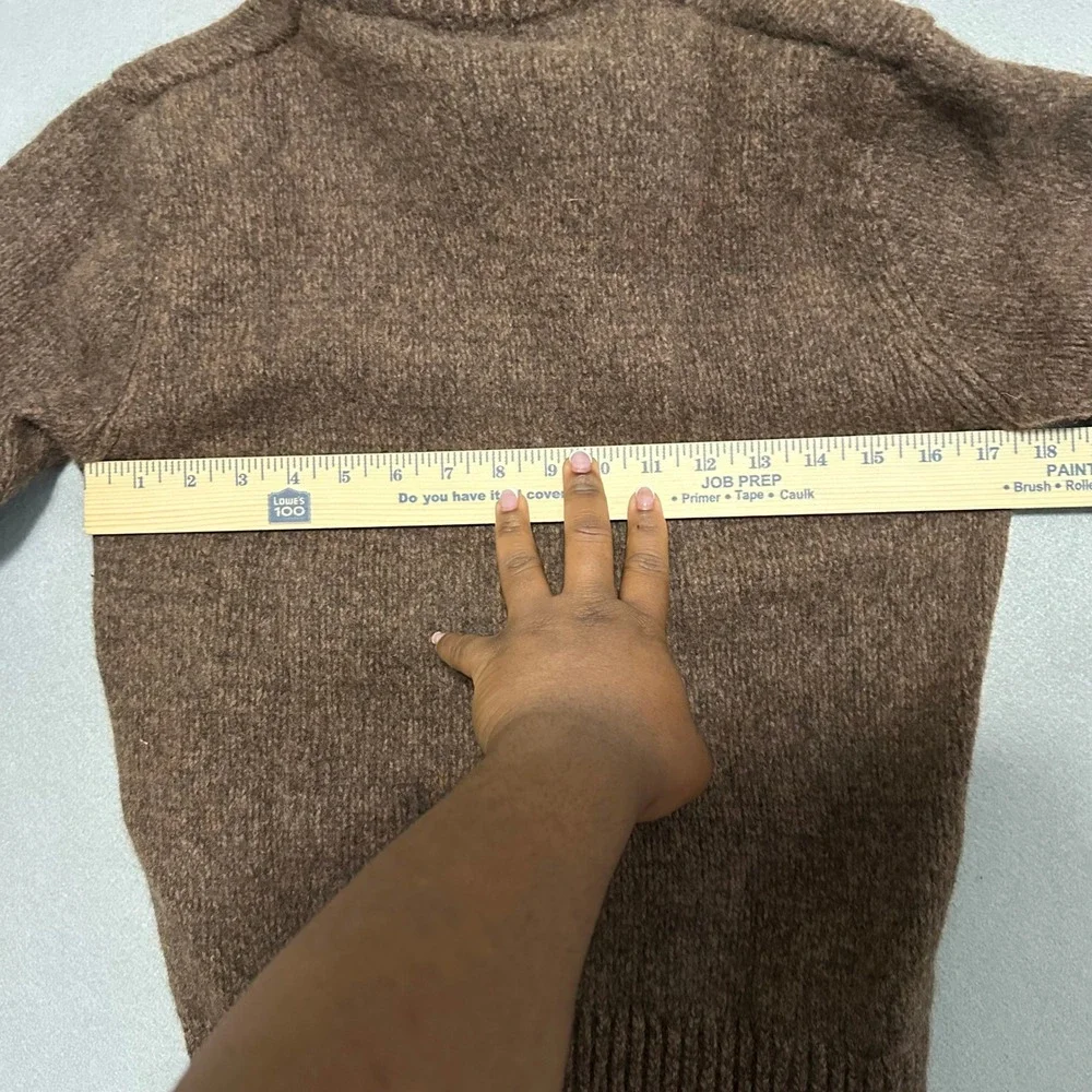 LL Bean Mens Brown 100% Lambswool Mock Neck Button Sweater S-REG 285174